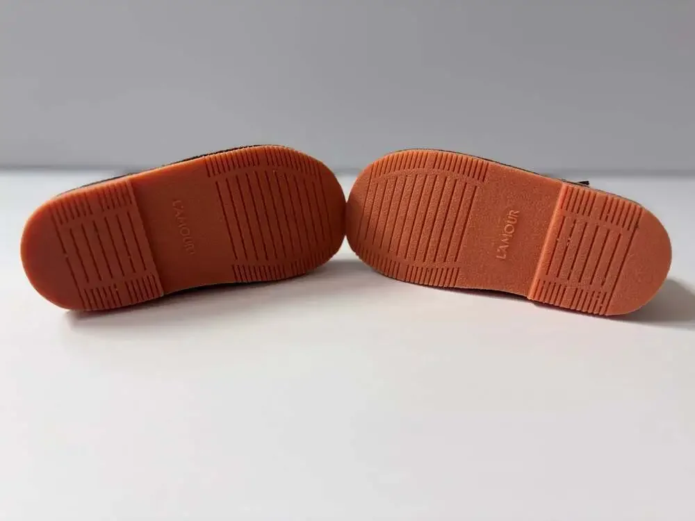 L'Amour Shoes Toddler Girl Ollie T-Strap Perforated Heart Leather Mary Jane Brow